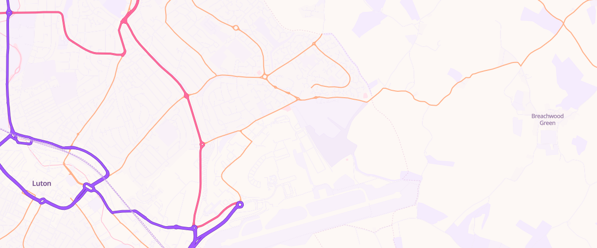 Map showing the location of Shell Co-Op Luton Airport
