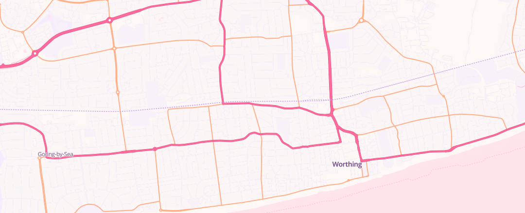 Map showing Setyres And Exhaust, Worthing