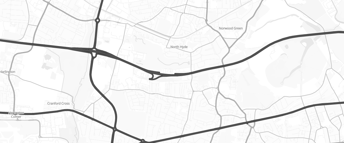 Map showing the location of Heston East Service Area