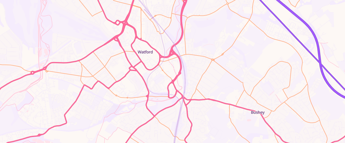 Map showing the location of Watford Extra Petrol Filling