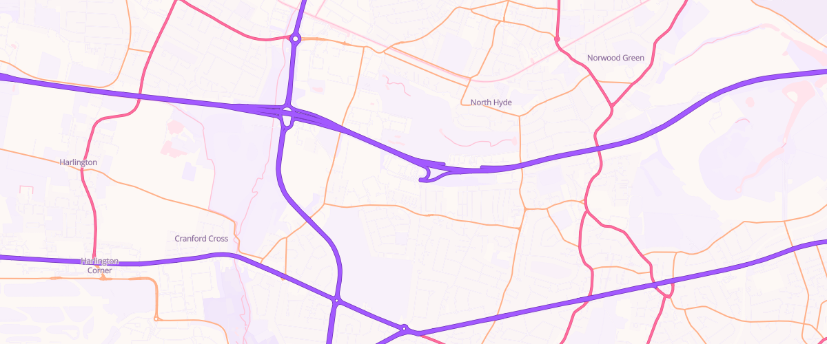 Map showing the location of Heston West Service Area