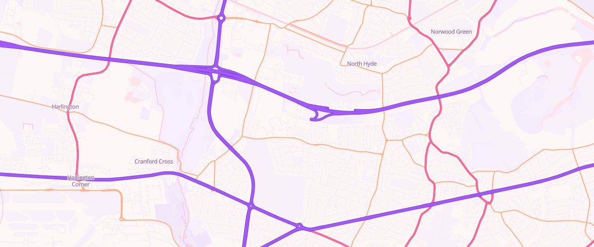 Map showing the location of Heston East Service Area