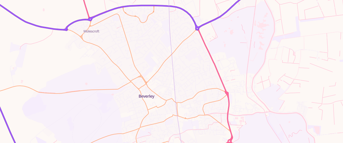 Map showing the location of Beverley Service Station