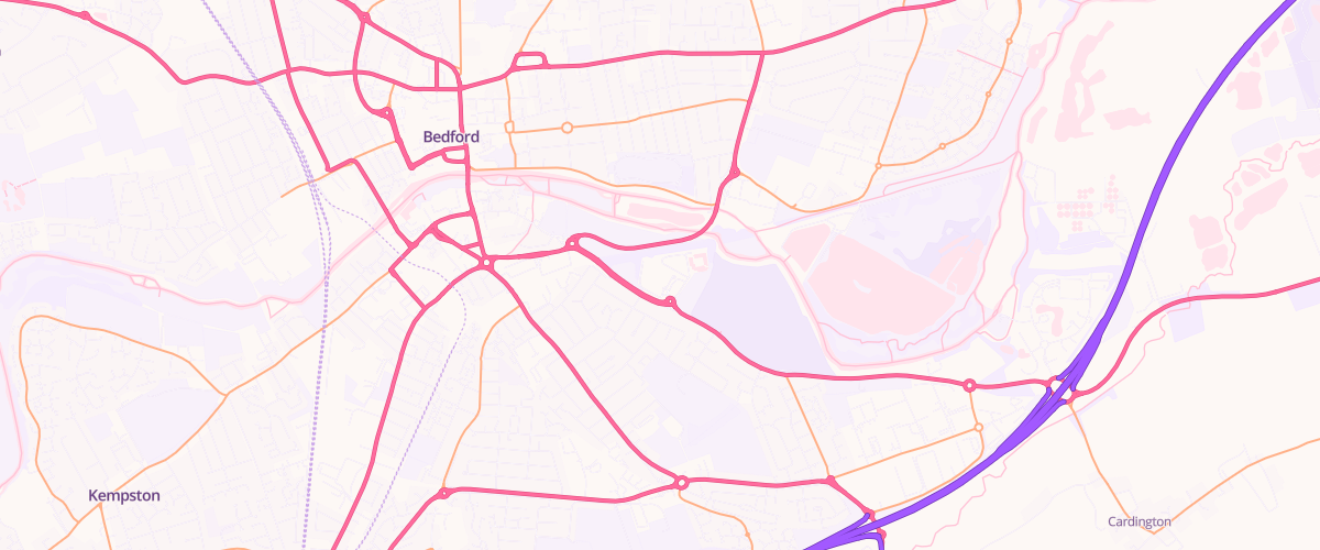 Map showing the location of Bedford Extra Petrol Filling