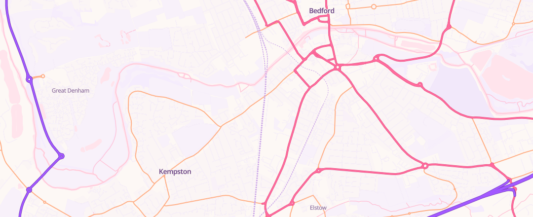 Map showing Nitro Autos, Bedford