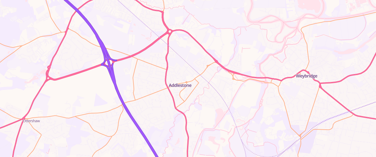 Map showing the location of Addlestone Extra Petrol Filling