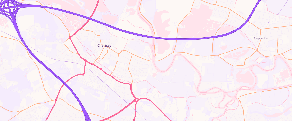 Map showing the location of Chertsey Service Station