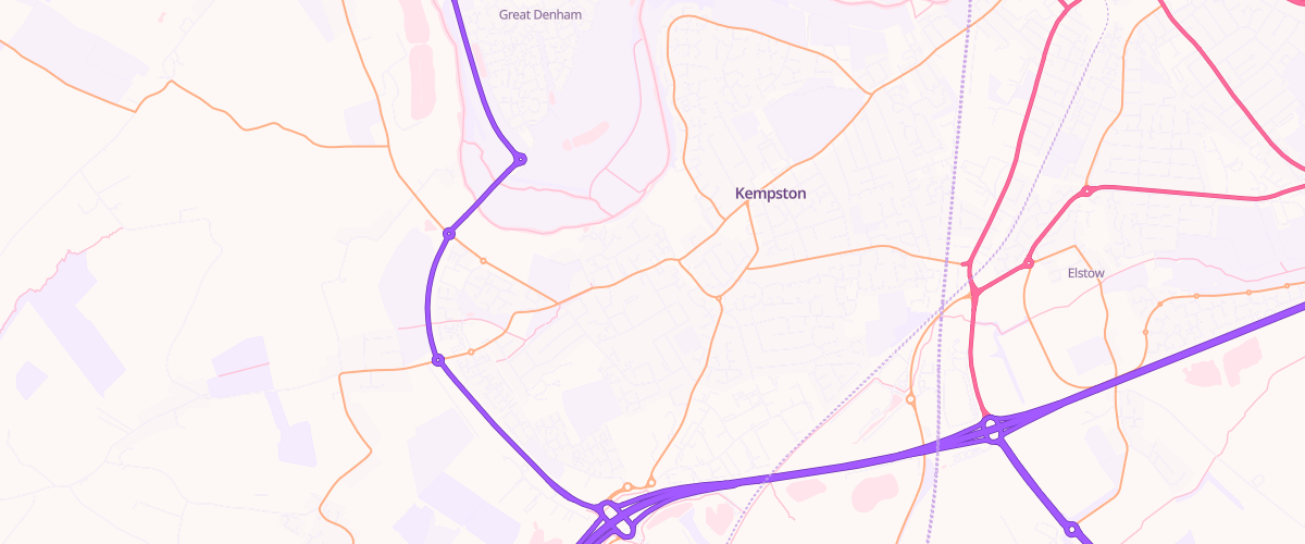 Map showing the location of Kempston