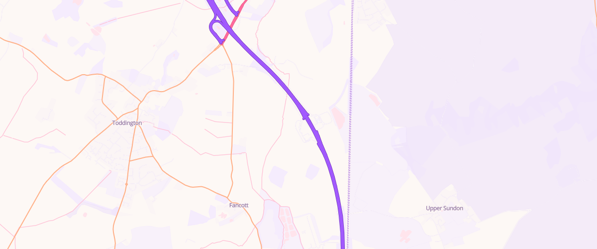 Map showing the location of Toddington North Service Area