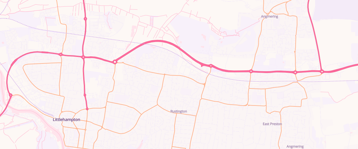 Map showing the location of Rustington Sf Connect