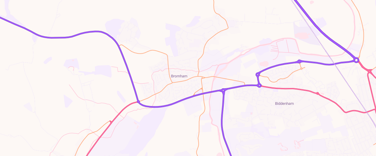 Map showing the location of Bromham Service Station