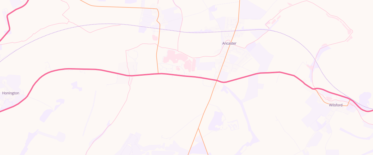 Map showing the location of Ancaster Service Station