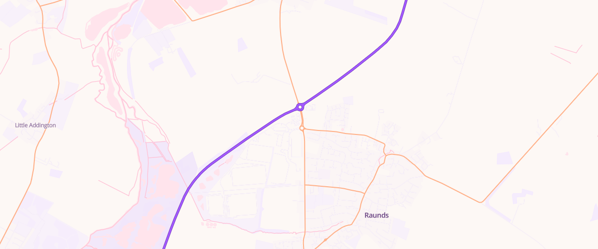 Map showing the location of Asda Raunds Supermarket