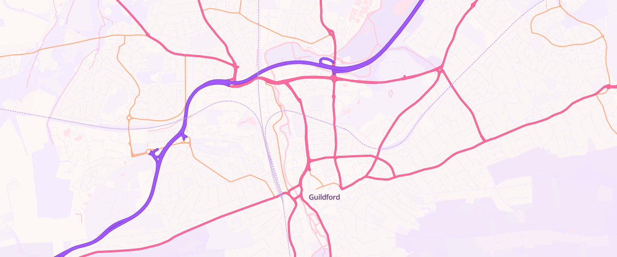 Map showing the location of Southern Co-Op Guildford Woodbridge