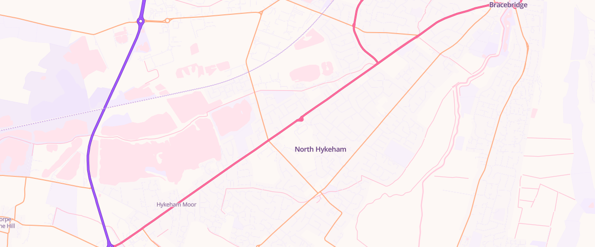 Map showing the location of Asda Lincoln North Hykeham