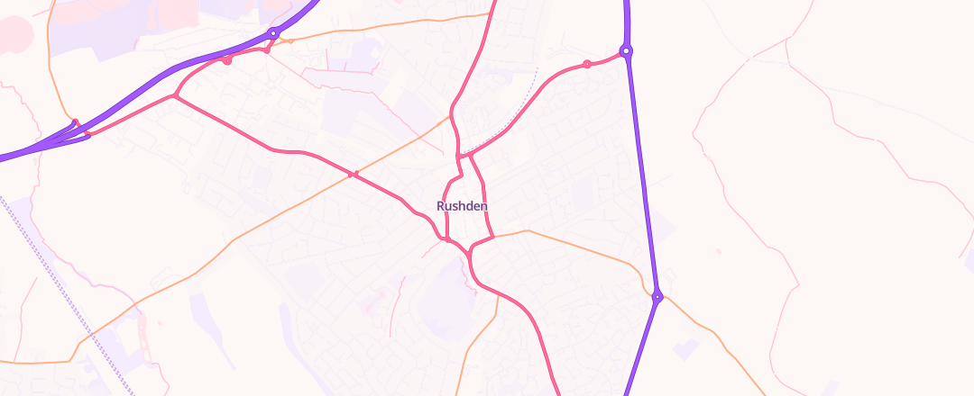 Map showing Indy Saab, Rushden