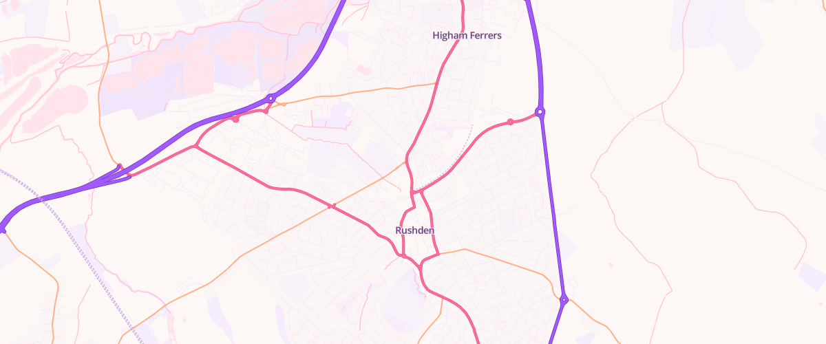 Map showing the location of Asda Rushden Superstore