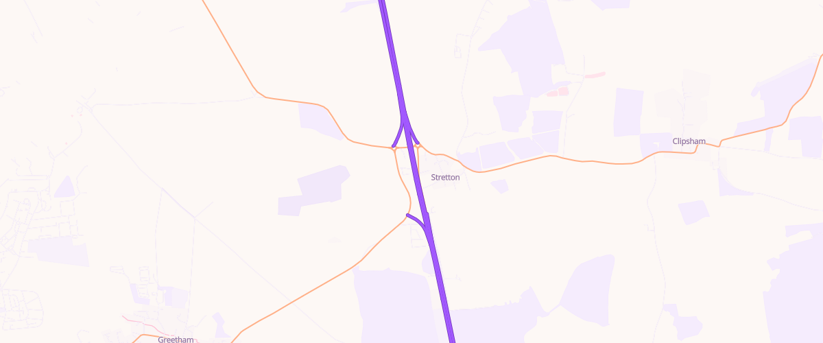 Map showing the location of Ram Jam Service Station