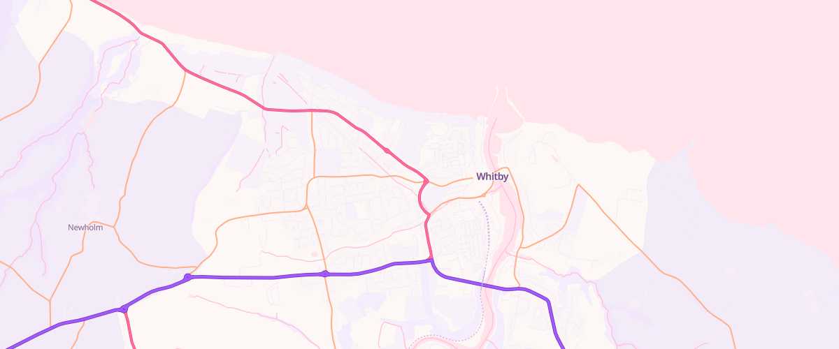 Map showing the location of Whitby Service Station