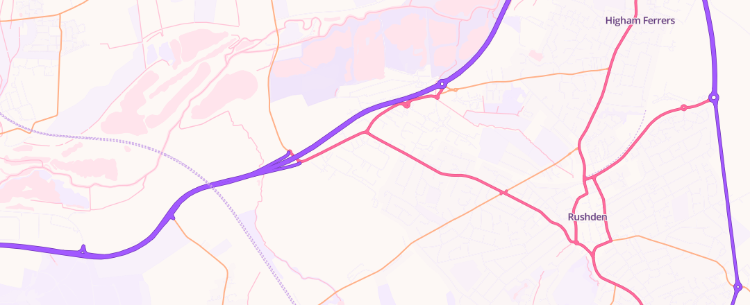 Map showing Templetons Garage, Rushden