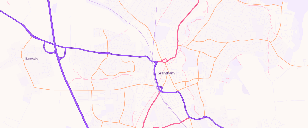Map showing the location of Asda Grantham Superstore