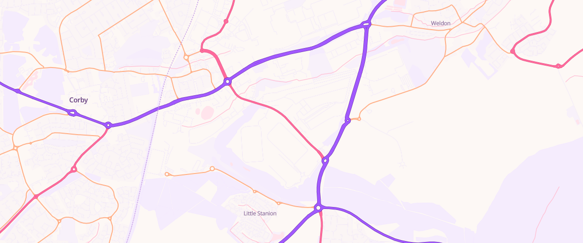 Map showing the location of Mfg Corby