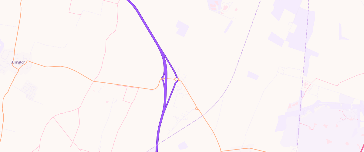 Map showing the location of Grantham Service Area