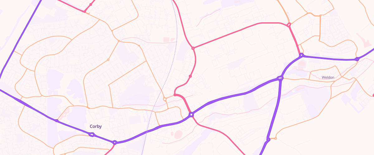 Map showing the location of Asda Corby Superstore