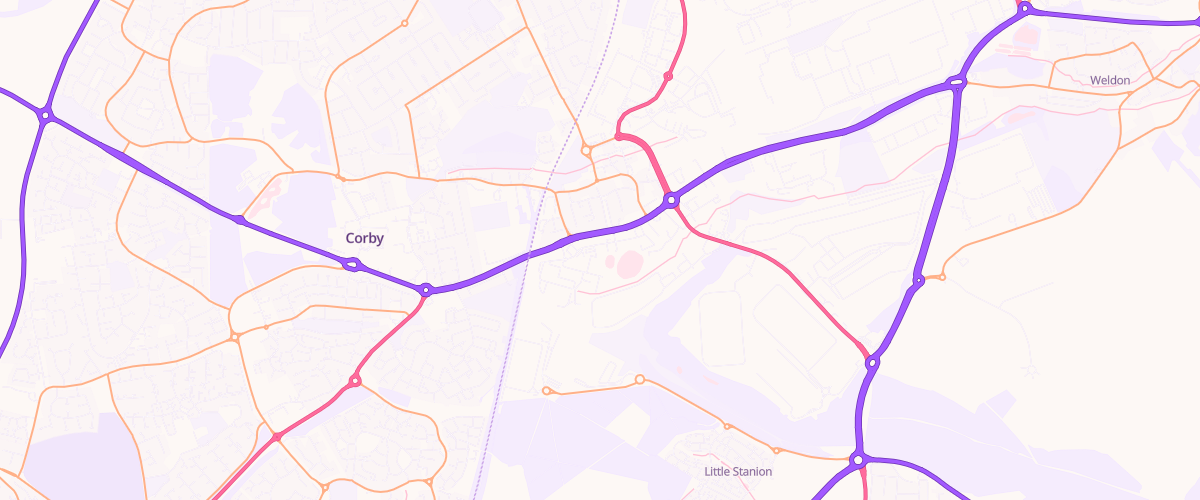 Map showing the location of Corby Oakley Rd Extra