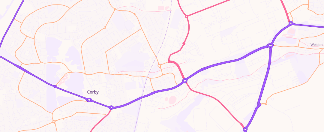 Map showing Kwik - Fit, Corby