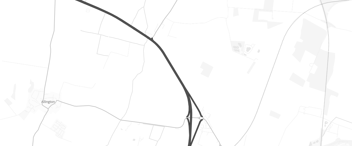 Map showing the location of Grantham Service Area