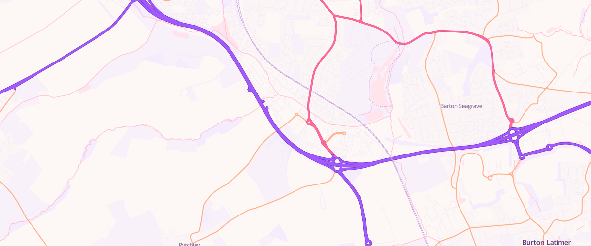 Map showing the location of Kettering Extra Petrol Filling