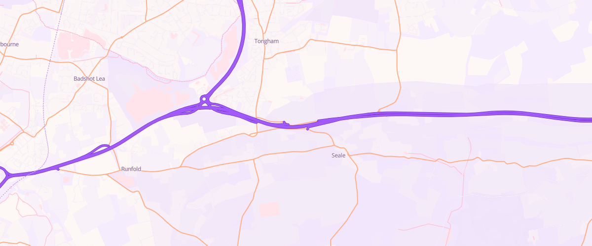 Map showing the location of Asda Hogs Back Express