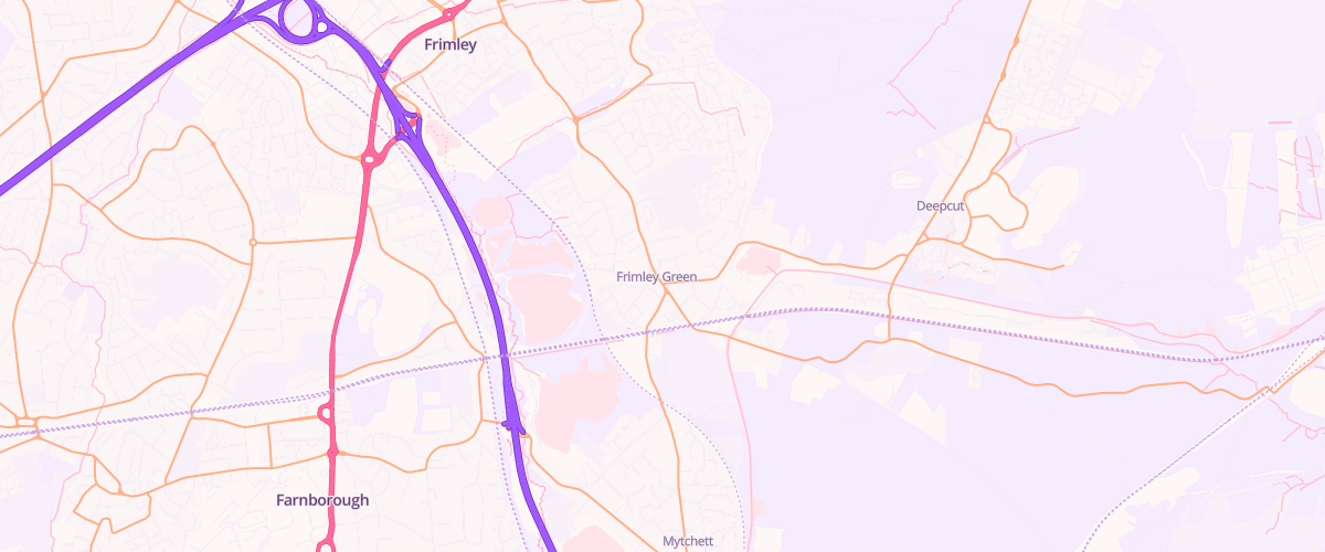 Map showing the location of Frimley Green Service Station