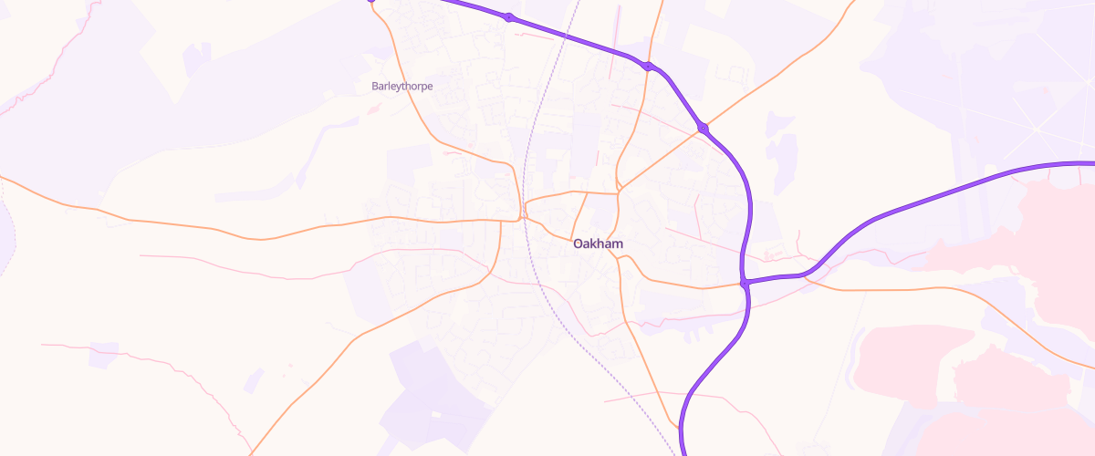Map showing the location of Essar Oakham Service Station