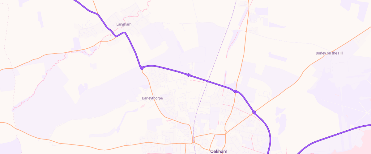 Map showing the location of Oakham Sf Connect