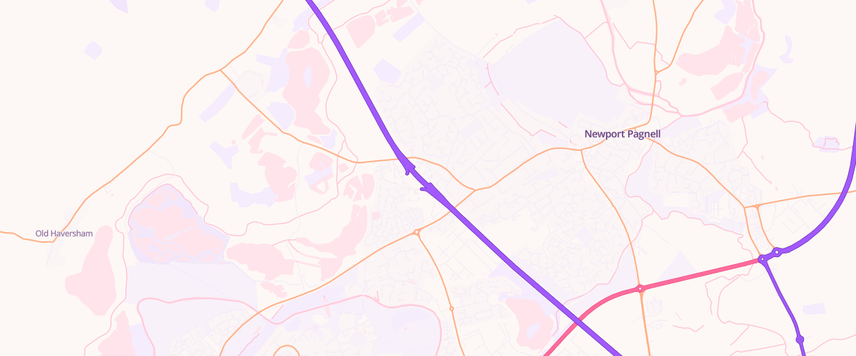 Map showing the location of Welcome Break Newport Pagnell