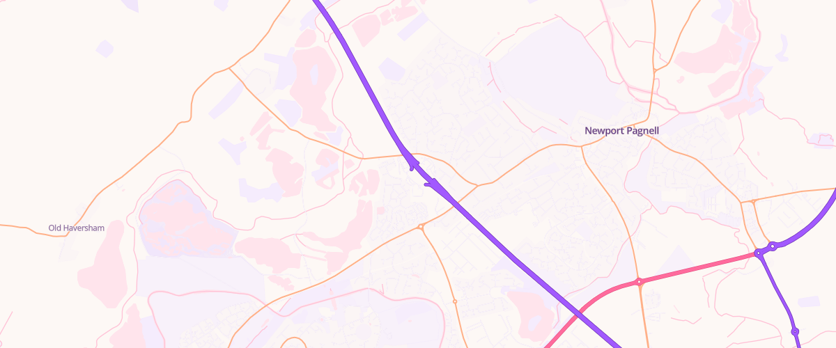 Map showing the location of Welcome Break Newport Pagnall