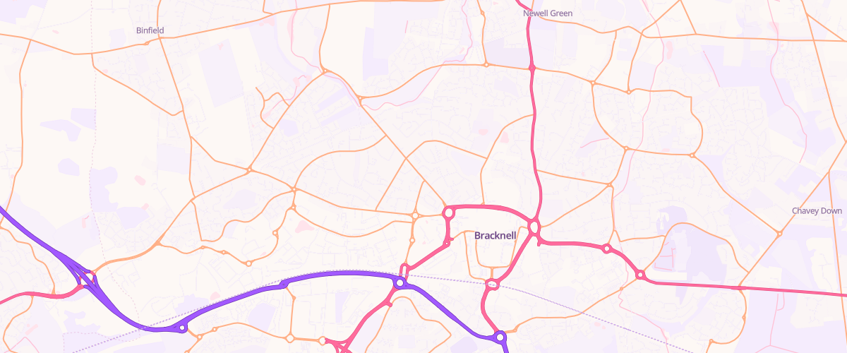Map showing the location of Mfg Binfield Road