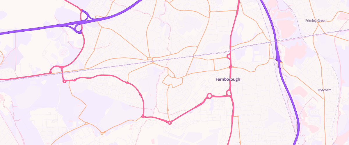 Map showing the location of Nts Farnborough Service Station