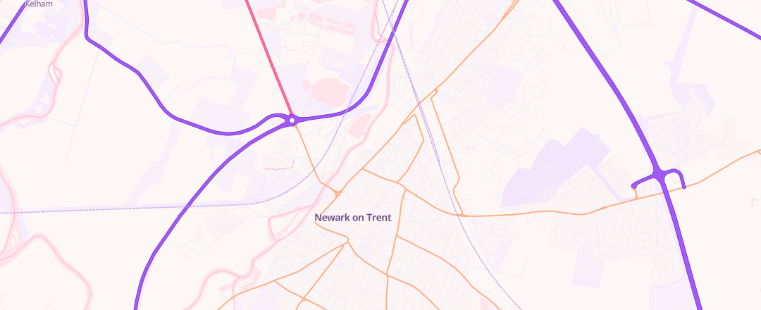 Map showing Selecta Tyre Newark, Newark