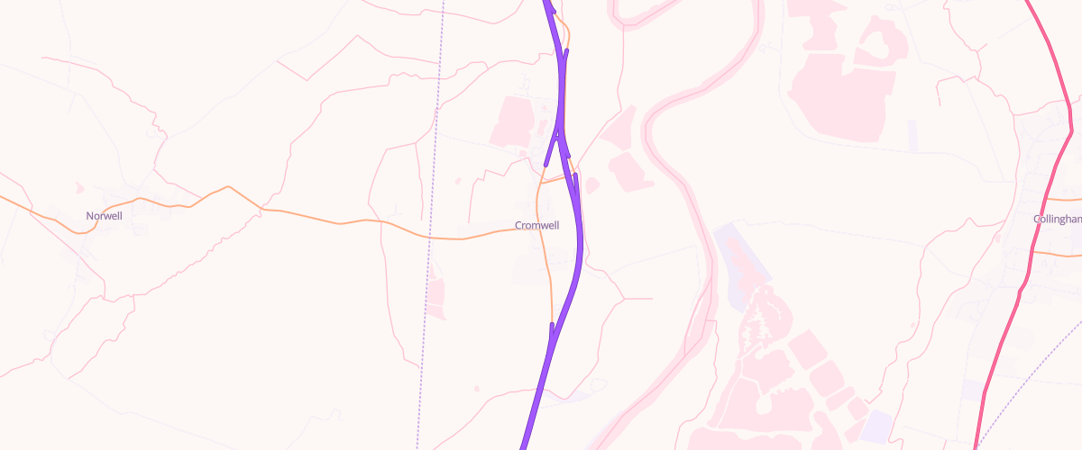 Map showing the location of Welcome Break Newark