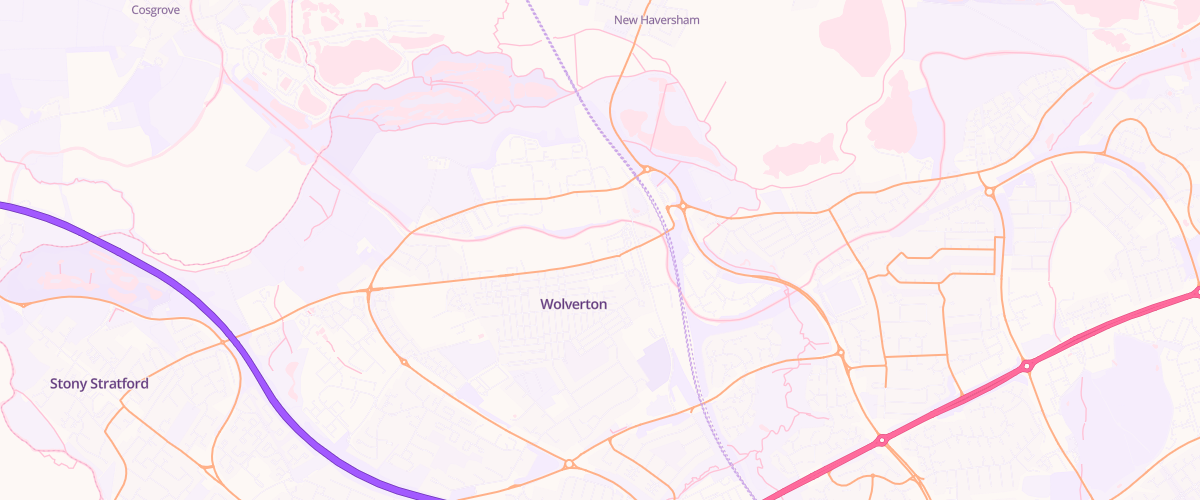 Map showing the location of Milton Keynes Wolverton Superstore