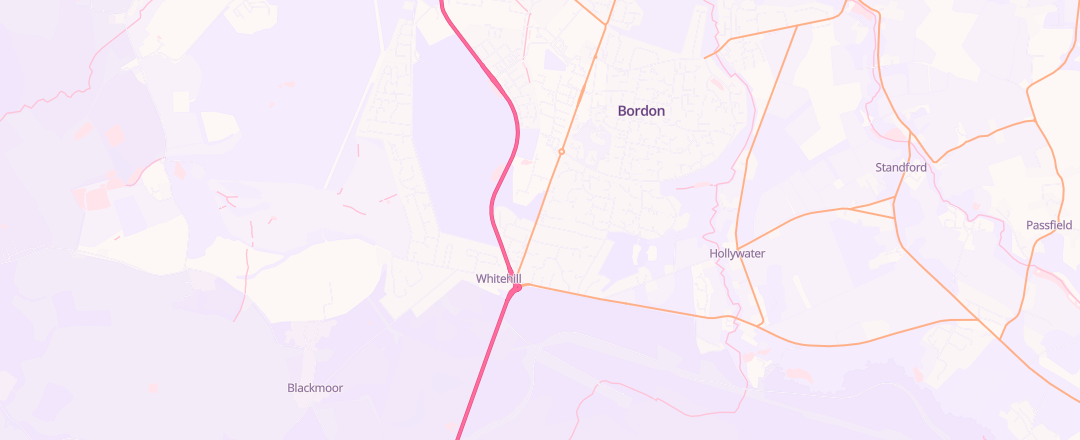 Map showing Haslemere Motorcycles, Bordon
