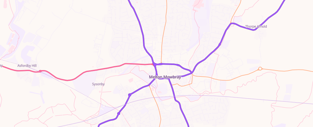 Map showing Kwik - Fit, Melton Mowbray