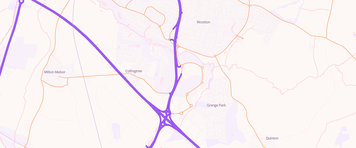 Map showing the location of Bp Grangefarm Service Station