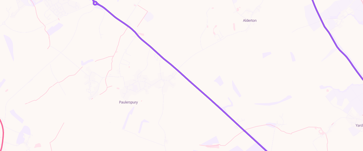 Map showing the location of Paulerspury Service Station