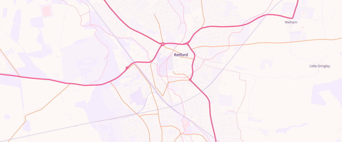 Map showing the location of Asda East Retford Supermarket