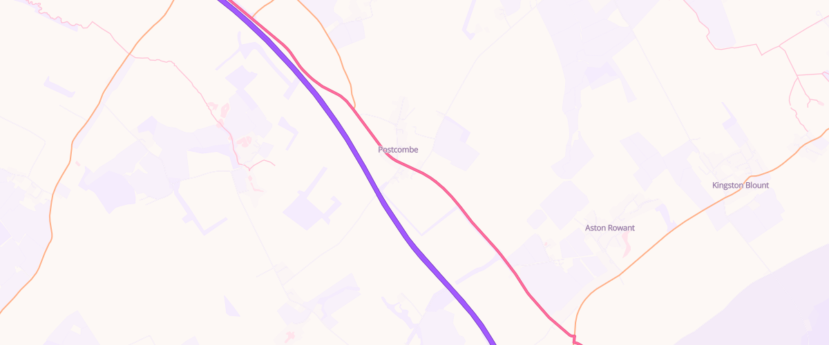Map showing the location of Postcombe Service Station