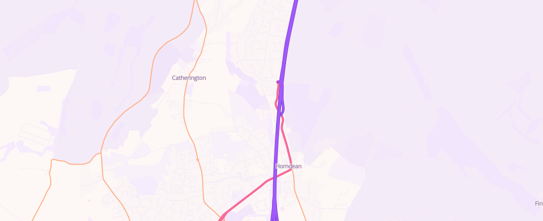 Map showing Horndean Mot Centre, Waterlooville